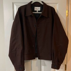 River Island Maroon Wool Bomber Shacket